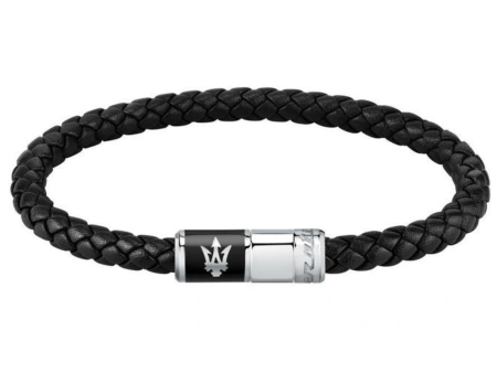 Maserati Jewels Black Leather Bracelet Supply