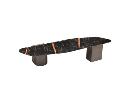 MESA DE CENTRO CON TOPE DE MARMOL Y BASE CHAMPAN For Discount