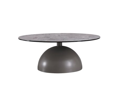 MESA DE CENTRO CON TOPE DE CERAMICA GRIS  Y BASE METAL GRIS CHAMPAN Fashion