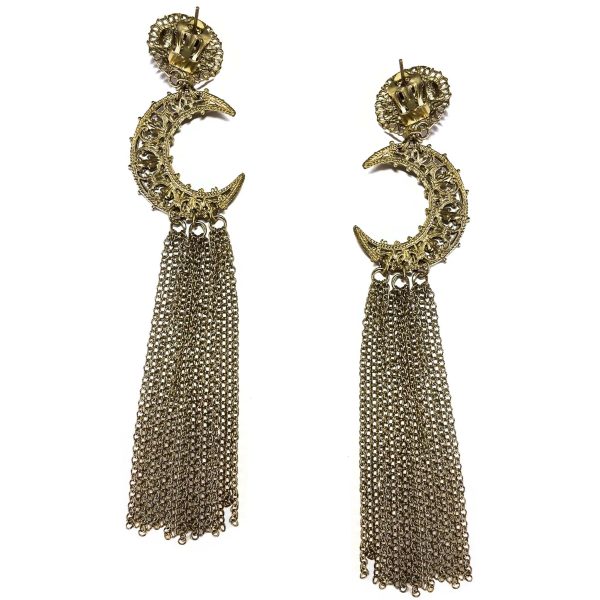 Giora  Moon Earrings with Long Fringe Pendant For Discount