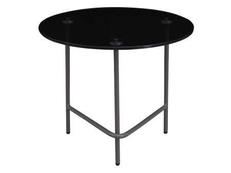 MESA DE CENTRO CON TOPE DE VIDRIO NEGRO CON PATAS GRISES on Sale