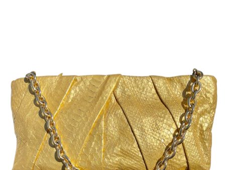 Satin Gold Genuine Python Clutch For Sale