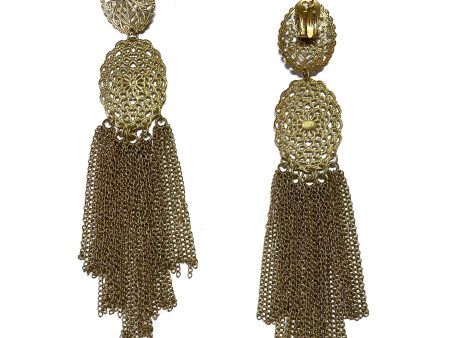 Giora  Oval Earrings with Long Fringe Pendant Supply