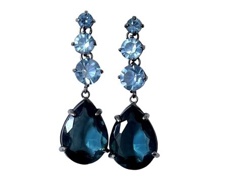 Giora Pendant Earrings With Blue Precious Swarovski Stone Supply