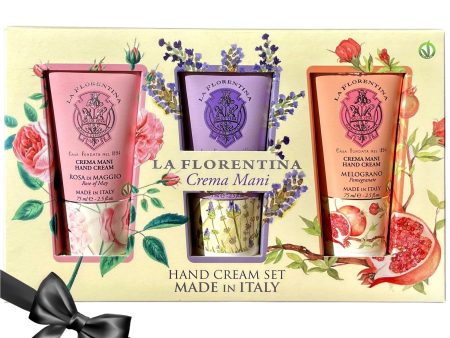 Gift Set La Florentina Hand Cream Rose of May Lavender Pomegranate Hot on Sale