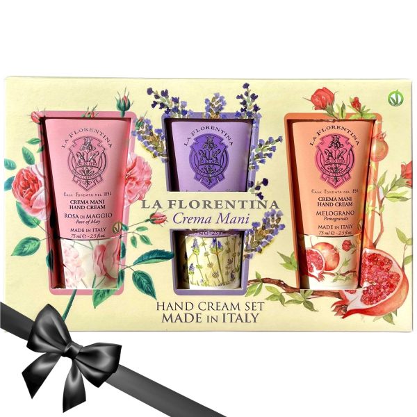 Gift Set La Florentina Hand Cream Rose of May Lavender Pomegranate Hot on Sale