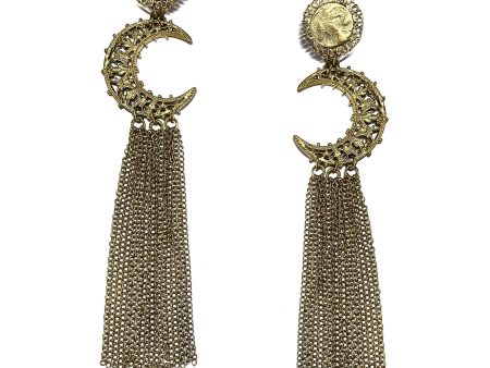 Giora  Moon Earrings with Long Fringe Pendant For Discount