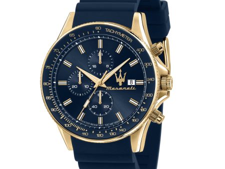 Maserati Sfida 44mm Blue Gold Chronograph Watch Discount