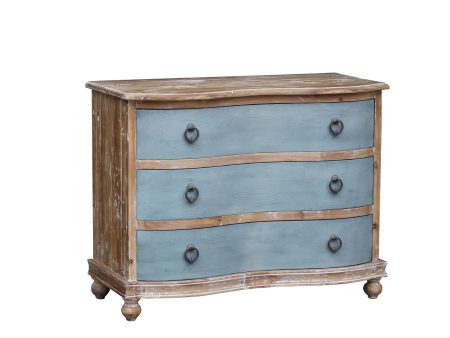 CREDENZA EN MADERA ACABADO NATURAL Y AZUL Online now