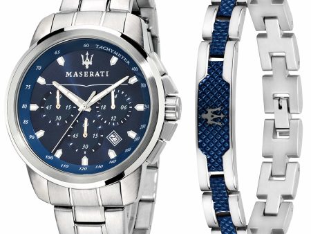 Maserati Successo 44mm Stainless Steel Chronograph with Bracelet Watch For Sale