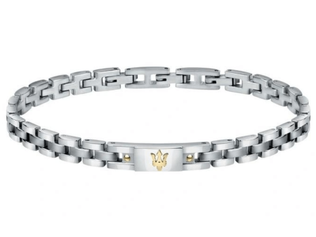 Maserati Jewels Silver Bracelet With Gold Trident For Cheap