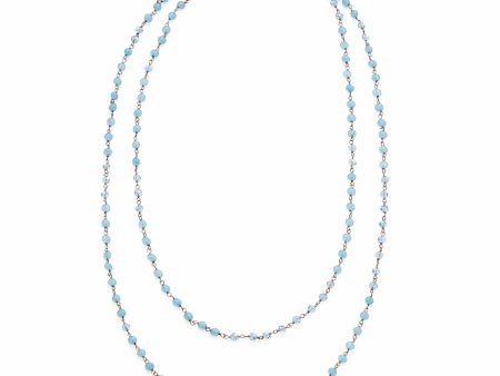 Giora  Long Necklace With Light Blue Swarovski Crystals on Sale