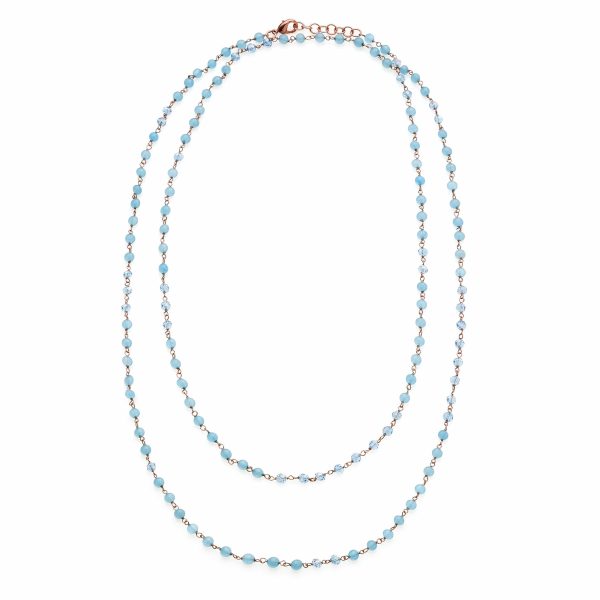 Giora  Long Necklace With Light Blue Swarovski Crystals on Sale