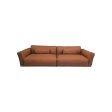 SOFA ESTACIONARIO DE TRES ASIENTOS CON FRENTE DE PIEL MARRON Online