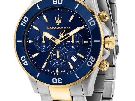 Maserati Competizione Chronograph 43mm Blue Dial Two Tone Watch Online Hot Sale