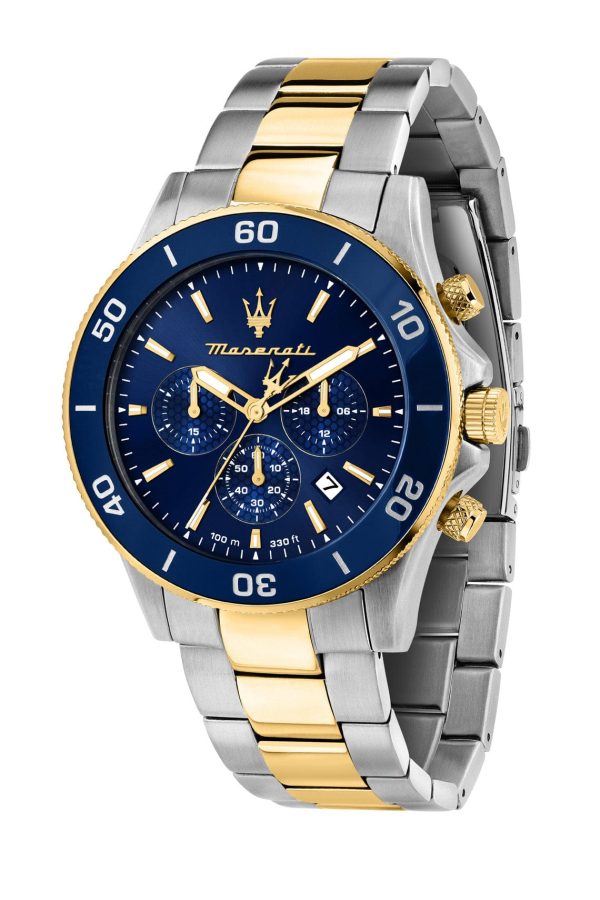 Maserati Competizione Chronograph 43mm Blue Dial Two Tone Watch Online Hot Sale