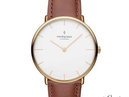 Nordgreen Native 28mm Brown Leather Strap Watch Online