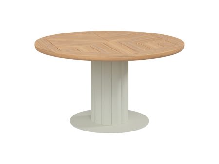 MESA DE COMEDOR DE EXTERIOR TOPE ACABADO DE MADERA Y BASE  BEIGE Online Sale