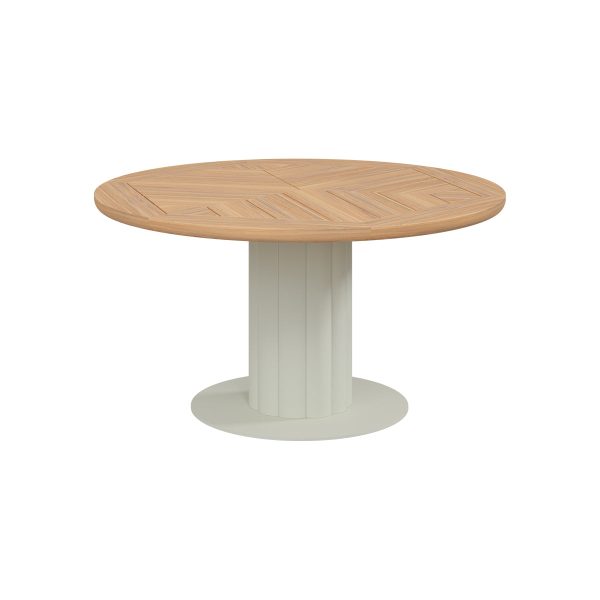 MESA DE COMEDOR DE EXTERIOR TOPE ACABADO DE MADERA Y BASE  BEIGE Online Sale