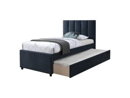 CAMA TWIN MIRRU EN TELA AZUL For Sale