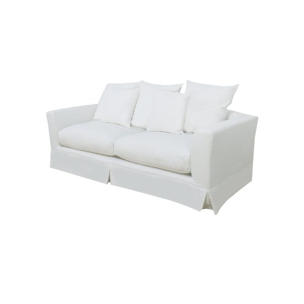 SOFA ESTACIONARIO KENT DE 3 ASIENTOS TAPIZADO EN TELA BLANCA Fashion