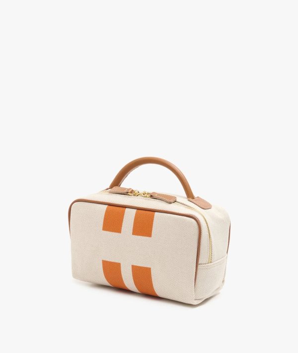 My Style Bags Berkeley Cosmetic Bag Natural With Orange Stripes on Sale