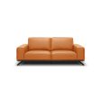 SOFA DE TRES ASIENTOS EUSTON II EN FRENTE DE PIEL COLOR NARANJA Discount