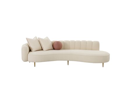 CHAISE LOUNGE EN TELA BLANCA CON PATAS DORADAS Online Sale