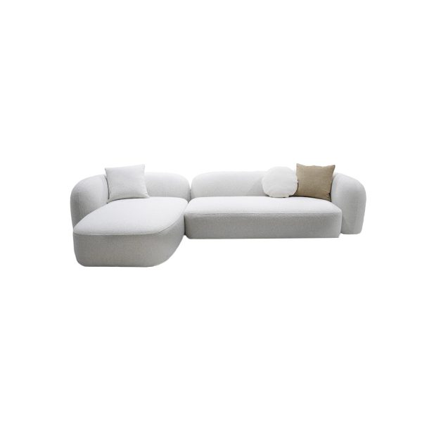 SOFA SECCIONAL ESTACIONARIO TELA TEXTURIZADA BLANCA Discount