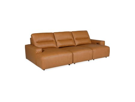 SOFA SECCIONAL RECLINABLE ELECTRICO CON FRENTE DE PIEL CAMEL Online