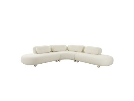 SOFA SECCIONAL ESTACIONARIO EN TELA BLANCA Cheap