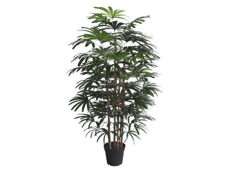 PLANTA ARTIFICIAL RHAPIS EXCELSA  VERDE CON MACETERO For Cheap