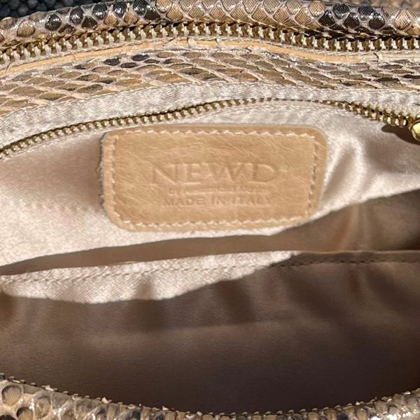 Pearly Gold Python Clutch With Nacre  Pearls Decoration Online