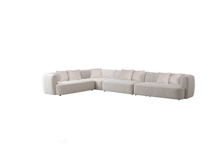 SOFA SECCIONAL ESTACIONARIO EN TELA TEXTURIZADA  BEIGE For Cheap