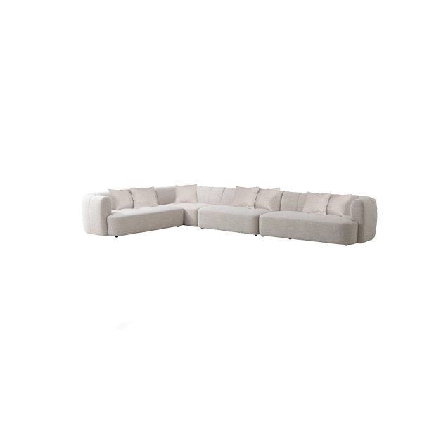 SOFA SECCIONAL ESTACIONARIO EN TELA TEXTURIZADA  BEIGE For Cheap