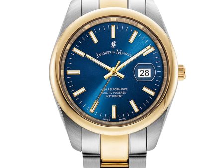 Jacques Du Manoir Swiss Inspiration Allure 32mm Blue Dial Two Tone Stainless Strap Watch Cheap