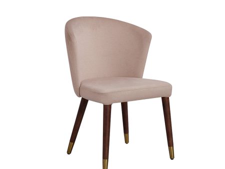 SILLA DE COMEDOR  EN TELA BEIGE Y PATAS MARRONES CON CASQUILLOS DORADOS Sale