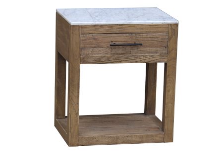 MESA LATERAL CON TOPE ESTILO MARMOL Y MADERA Supply