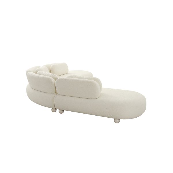 SOFA SECCIONAL ESTACIONARIO EN TELA BLANCA Cheap