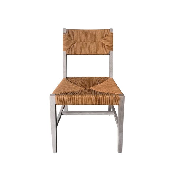 SILLA DE COMEDOR DE ACABADO EN MADERA GRIS CON ASIENTO Y RESPALDO EN CUERDA For Discount