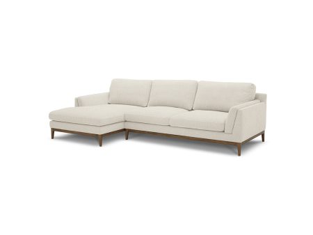 SOFA SECCIONAL ESTACIONARIO IZQUIERDO EN TELA CREMA Y PATAS MARRONES Supply