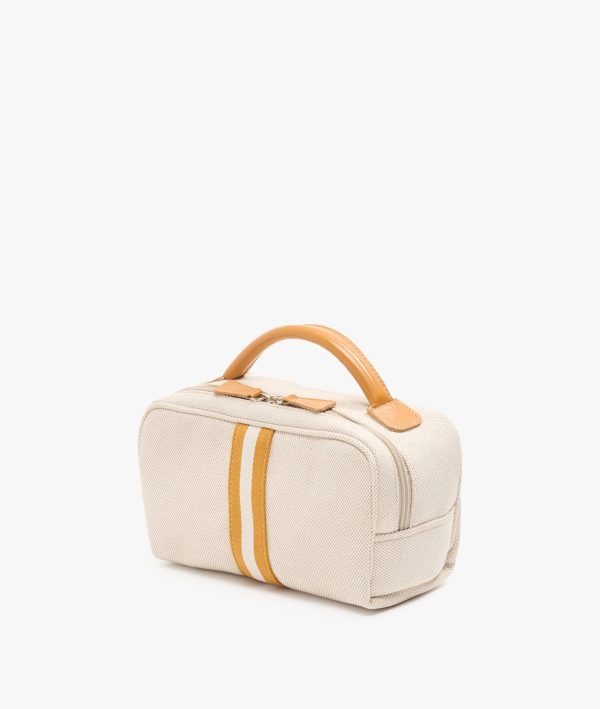 My Style Bags Berkeley Positano Cosmetic Bag Natural With Senape Stripes Hot on Sale