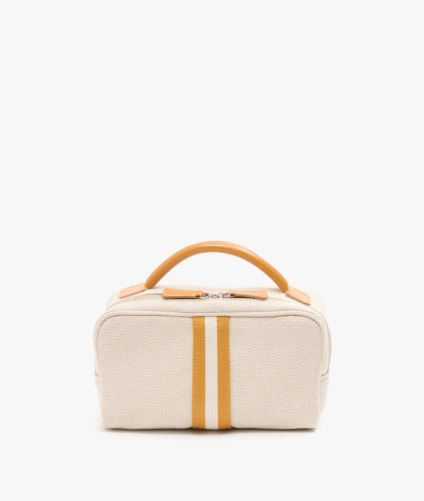 My Style Bags Berkeley Positano Cosmetic Bag Natural With Senape Stripes Hot on Sale