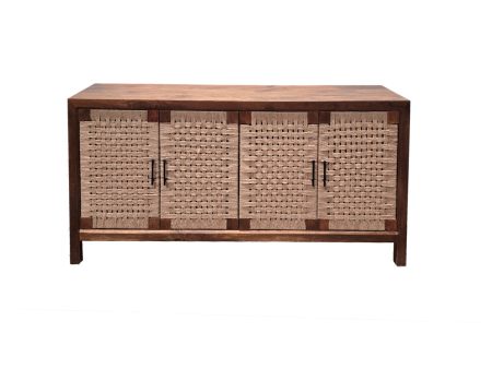 CREDENZA ACABADO DE MADERA Y PAJILLA Discount