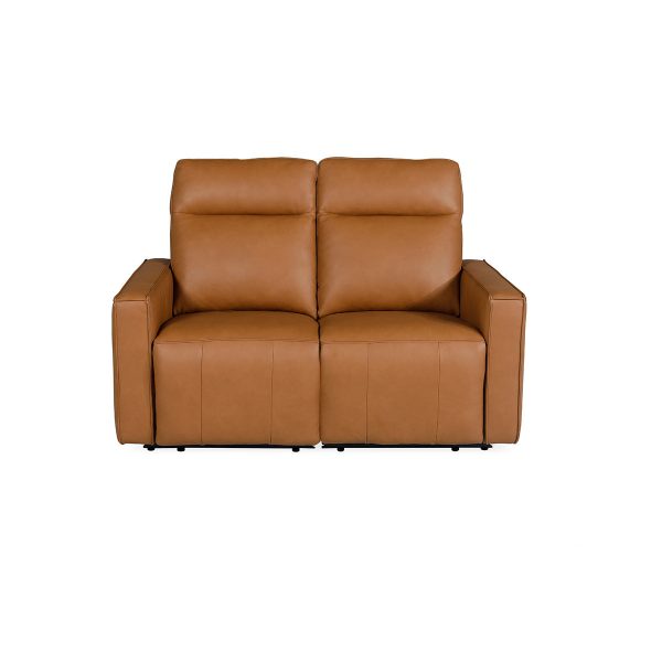 SOFA RECLINABLE DE DOS ASIENTOS ELECTRICO CON FRENTE DE PIEL CAMEL Online