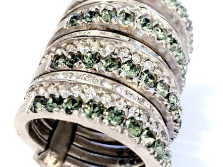 Giora Multiple Ring in Bronze With White and Green Swarovski Crystals For Cheap