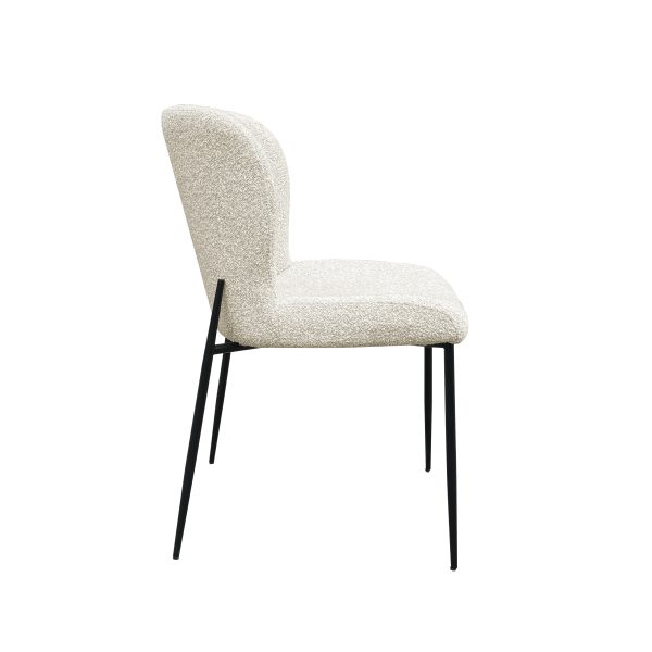 SILLA DE COMEDOR EN TELA BEIGE CON PATAS NEGRAS Online now