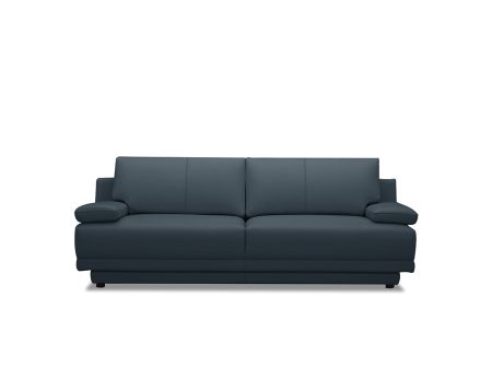 SOFA ESTACIONARIO DE TRES ASIENTOS CON FRENTE DE PIEL TURQUEZA For Discount