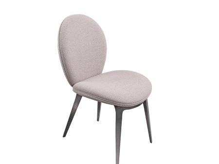 SILLA DE COMEDOR EN TELA Y RESPALDO EN MICRO PIEL BEIGE GRISACEO CON PATAS CROMADAS Online Hot Sale