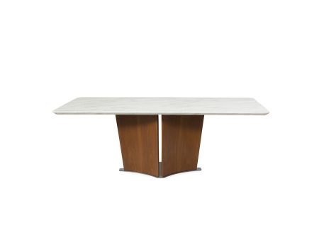 MESA DE COMEDOR RECTANGULAR CON TOPE ESTILO MARMOL Y BASE EN ACABADO DE MADERA Supply